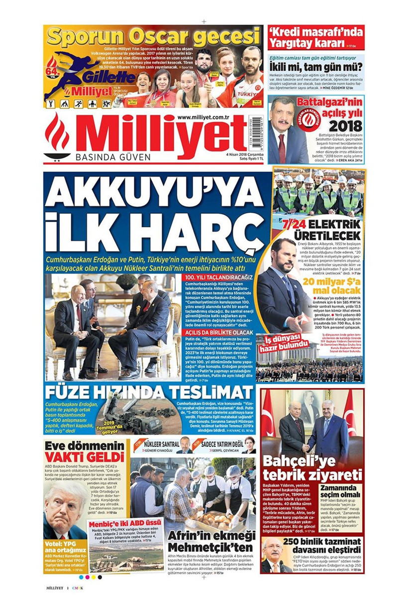 Gazete manşetleri 4 Nisan 2018 Hürriyet - Sözcü - Posta - Resim: 2