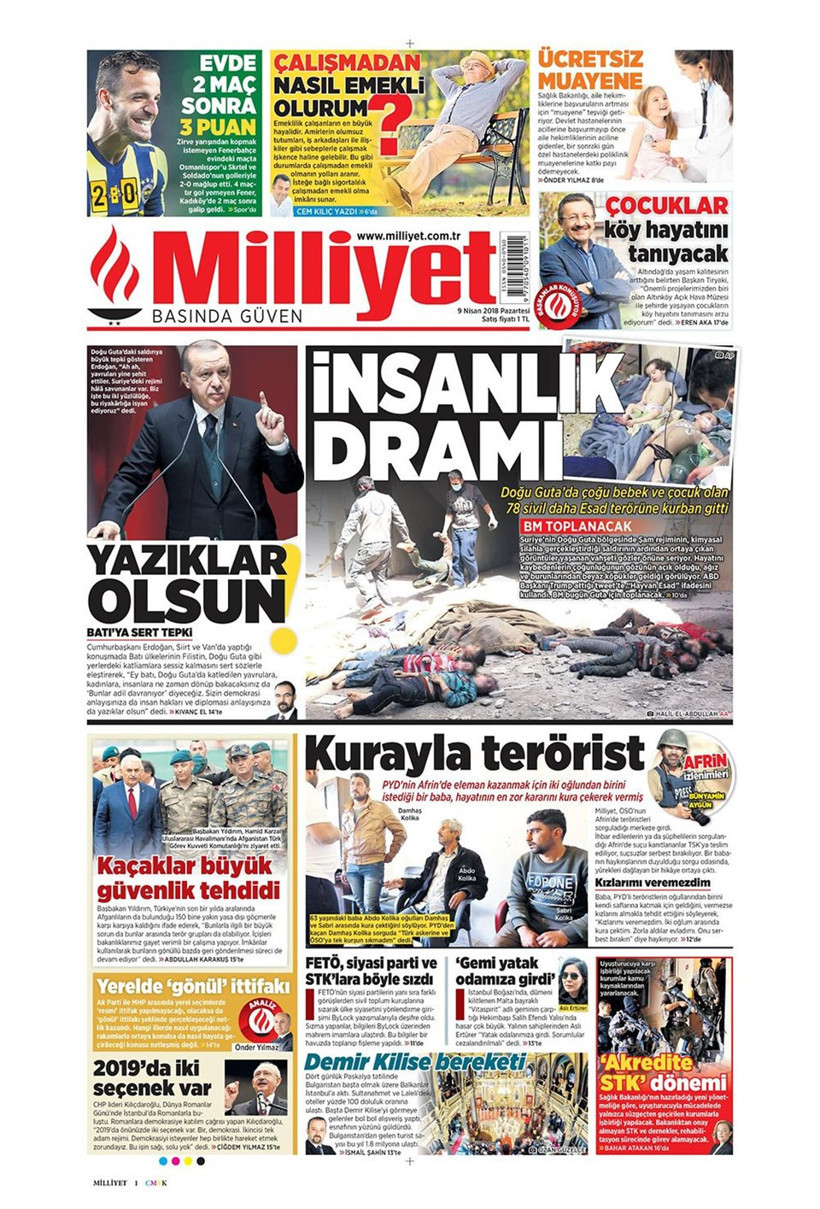 Gazete manşetleri 9 Nisan 2018 Hürriyet - Sözcü - Fanatik - Resim: 2
