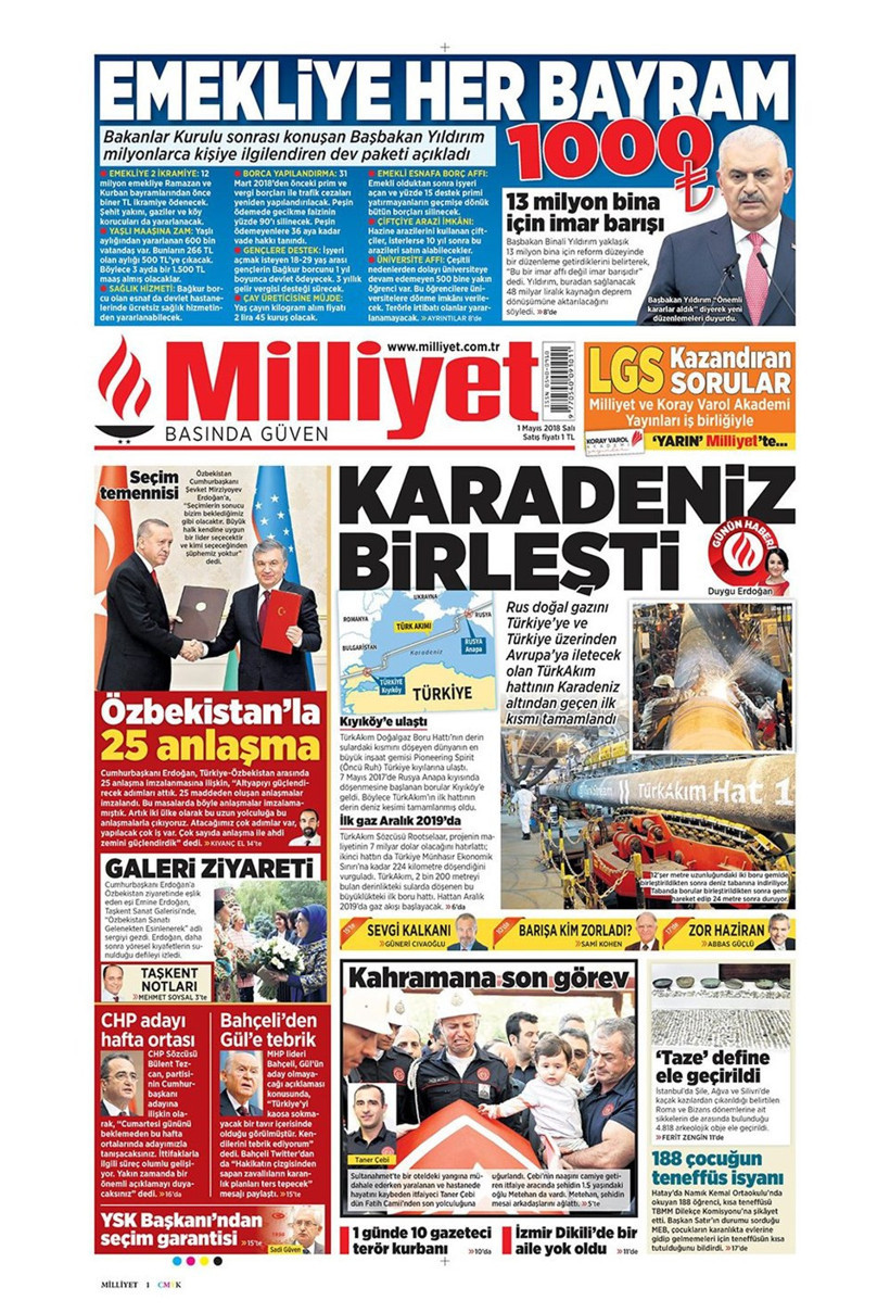 Gazete manşetleri 1 Mayıs 2018 Hürriyet - Sözcü - Posta - Resim: 2