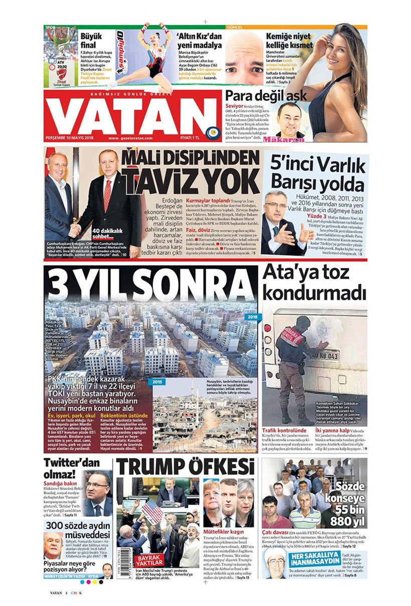 Gazete manşetleri 10 Mayıs 2018 Hürriyet - Sözcü - Habertürk - Resim: 3