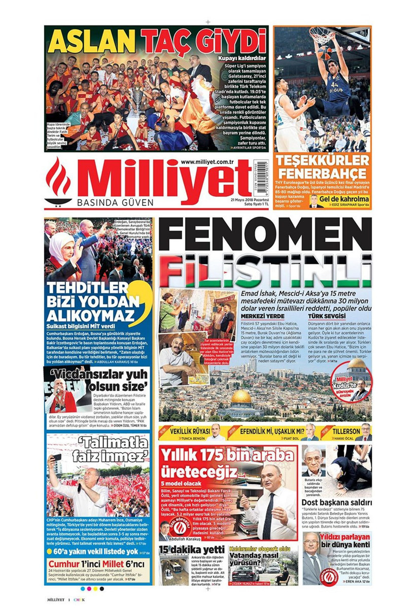Gazete manşetleri 21 Mayıs 2018 Hürriyet - Sözcü - Fanatik - Resim: 4