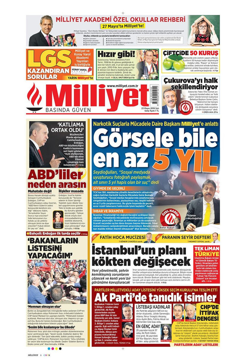 Gazete manşetleri 22 Mayıs 2018 Hürriyet - Sözcü - Habertürk - Resim: 2