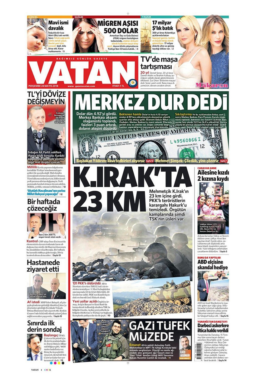 Gazete manşetleri 24 Mayıs 2018 Hürriyet - Sözcü - Habertürk - Resim: 1