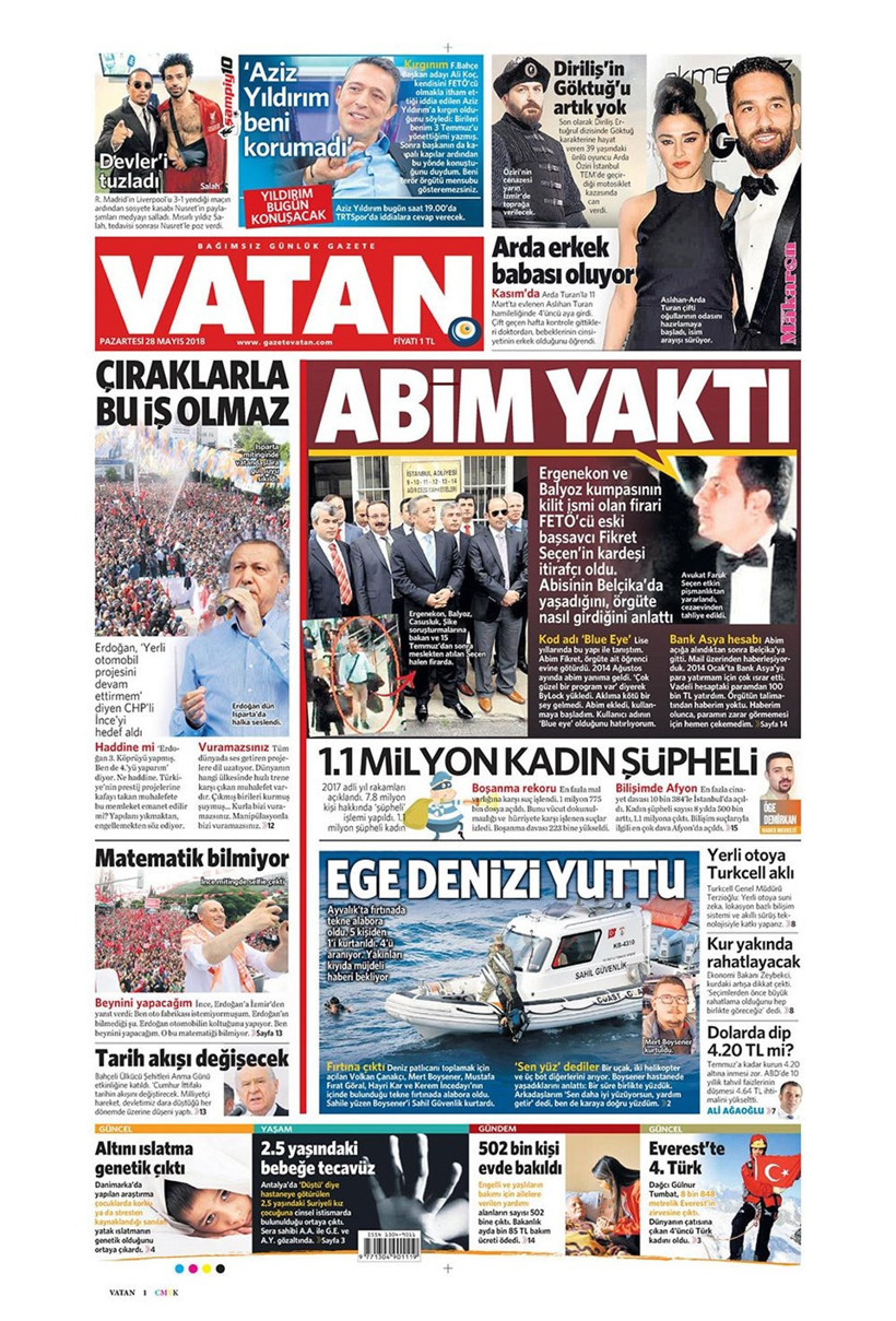 Gazete manşetleri 28 Mayıs 2018 Hürriyet - Sözcü - Habertürk - Resim: 2