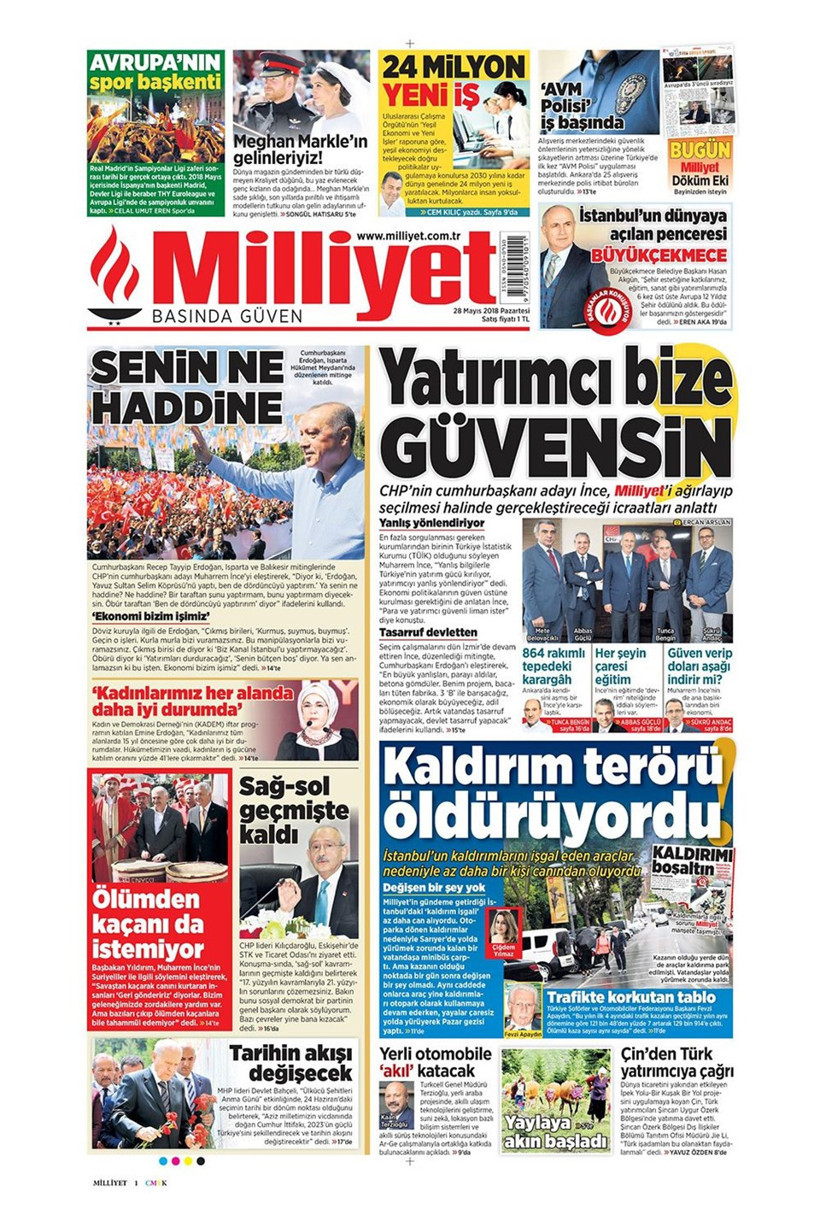 Gazete manşetleri 28 Mayıs 2018 Hürriyet - Sözcü - Habertürk - Resim: 4