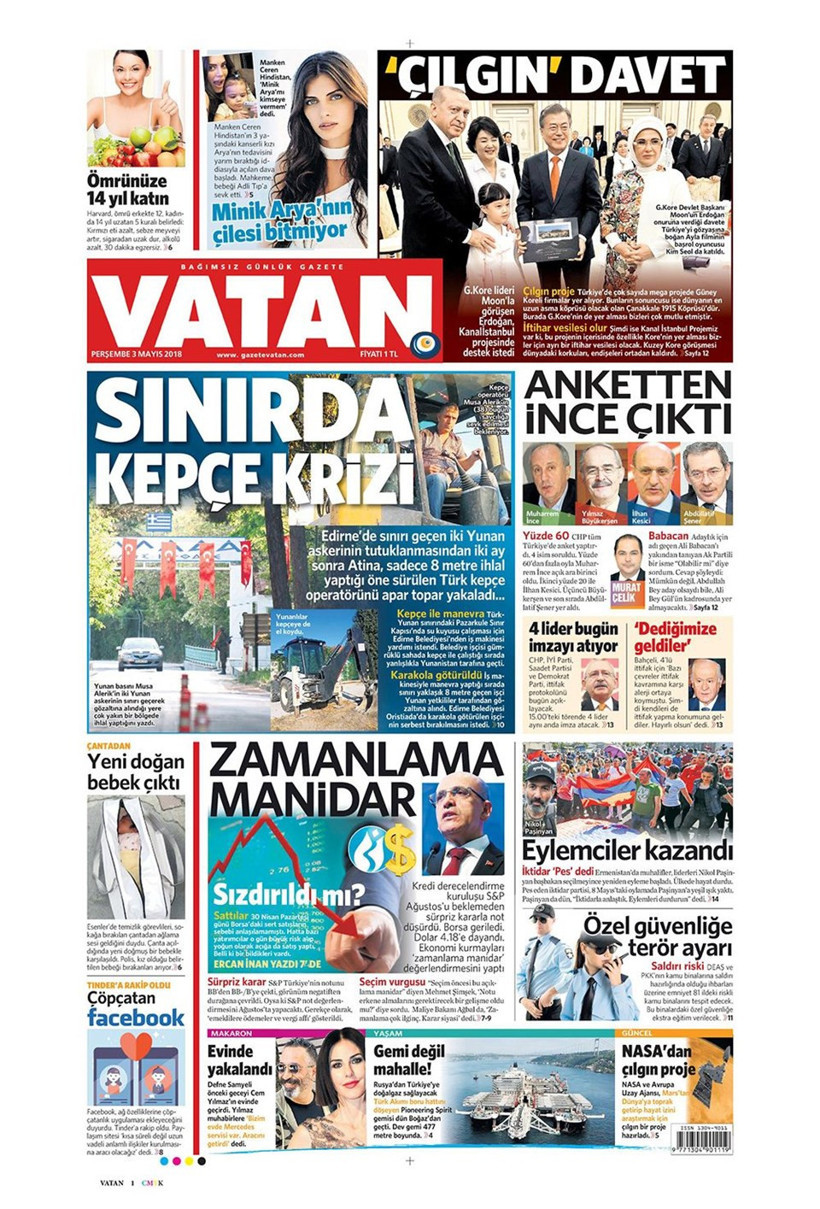 Gazete manşetleri 3 Mayıs 2018 Hürriyet - Sözcü - Posta - Resim: 2