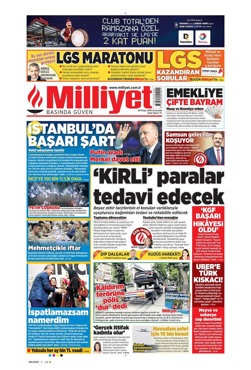 Gazete manşetleri 30 Mayıs 2018 Hürriyet - Sözcü - Habertürk - Resim: 2