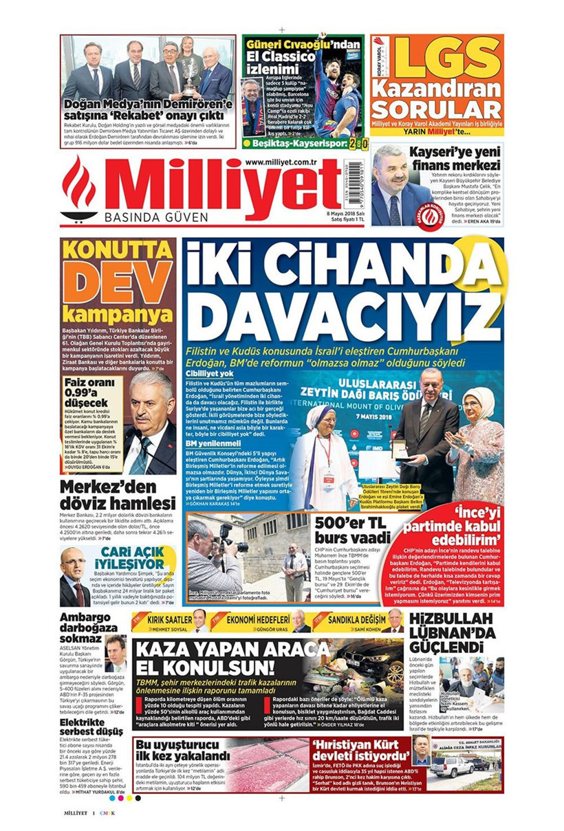 Gazete manşetleri 8 Mayıs 2018 Hürriyet - Sözcü - Habertürk - Resim: 2