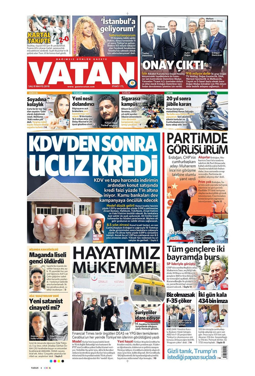 Gazete manşetleri 8 Mayıs 2018 Hürriyet - Sözcü - Habertürk - Resim: 3
