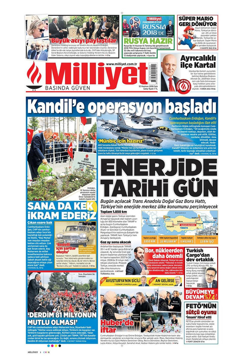 Gazete manşetleri 12 Haziran 2018 Hürriyet - Sözcü - Habertürk - Resim: 3