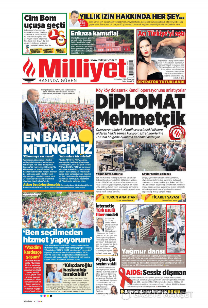 Gazete manşetleri 18 Haziran 2018 Hürriyet - Sözcü - Habertürk - Resim: 2