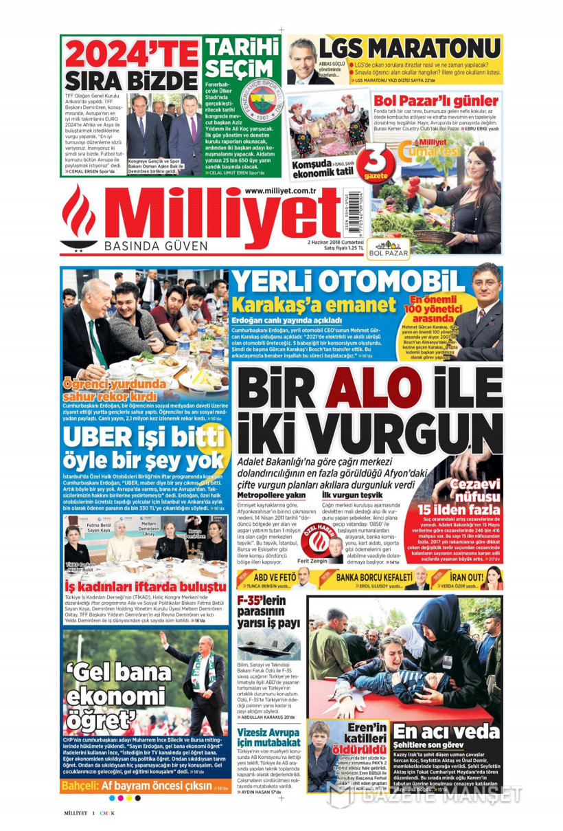 Gazete manşetlerinde bugün neler var 2 Haziran 2018? Sözcü - Hürriyet - Posta - Resim: 4