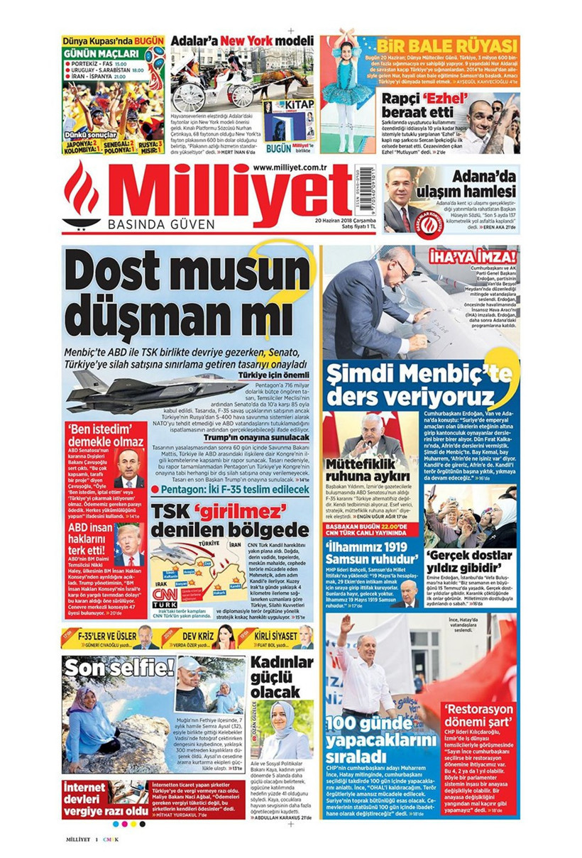 Gazete manşetleri 20 Haziran 2018 Hürriyet - Sözcü - Sabah - Resim: 3