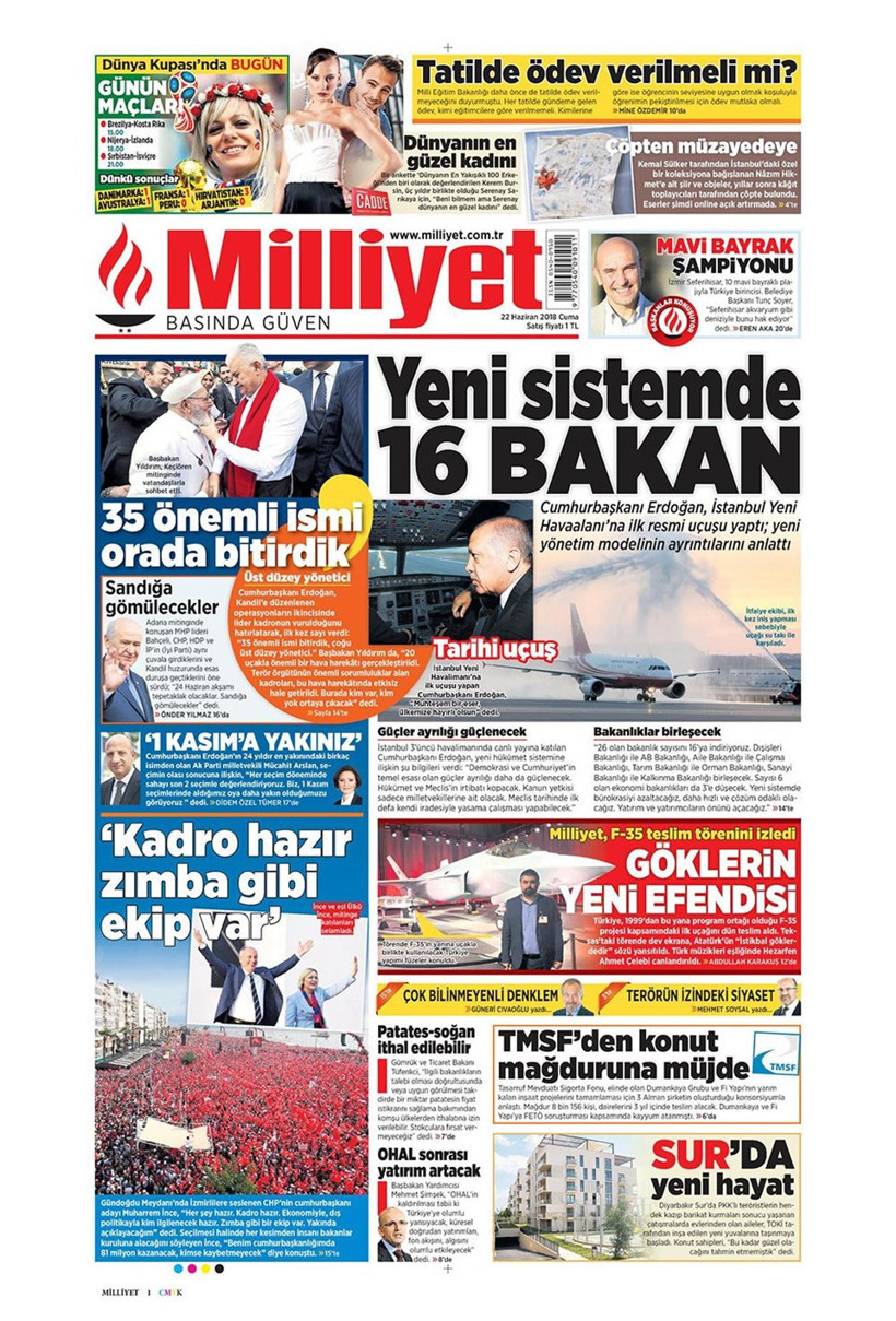 Gazete manşetleri 22 Haziran 2018 Hürriyet - Sözcü - Habertürk - Resim: 3