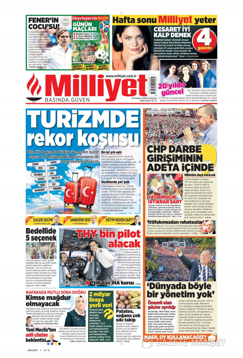 Gazete manşetleri 23 Haziran 2018 Hürriyet - Sözcü - Habertürk - Resim: 4