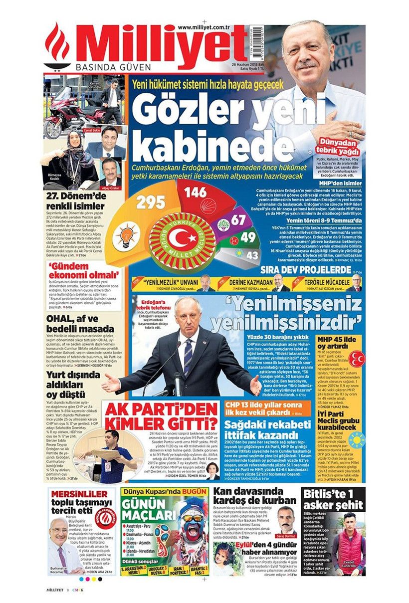 Gazete manşetleri 26 Haziran 2018 Hürriyet - Sözcü - Posta - Resim: 3