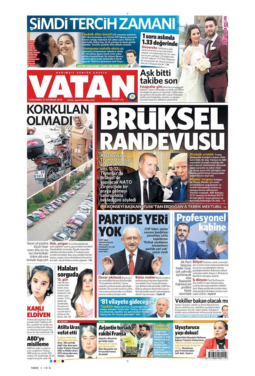 Gazete manşetleri 27 Haziran 2018 Hürriyet - Sözcü - Habertürk - Resim: 4