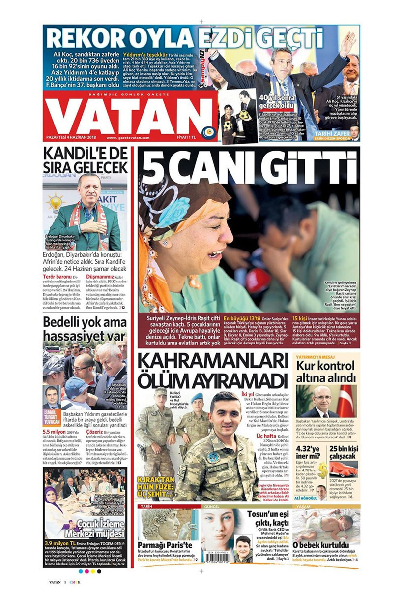 Gazete manşetleri 4 Haziran 2018 Hürriyet - Sözcü - Fanatik - Resim: 4
