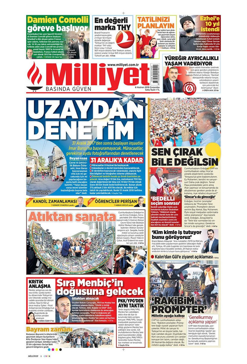 Gazete manşetleri 6 Haziran 2018 Hürriyet - Sözcü - Habertürk - Resim: 1