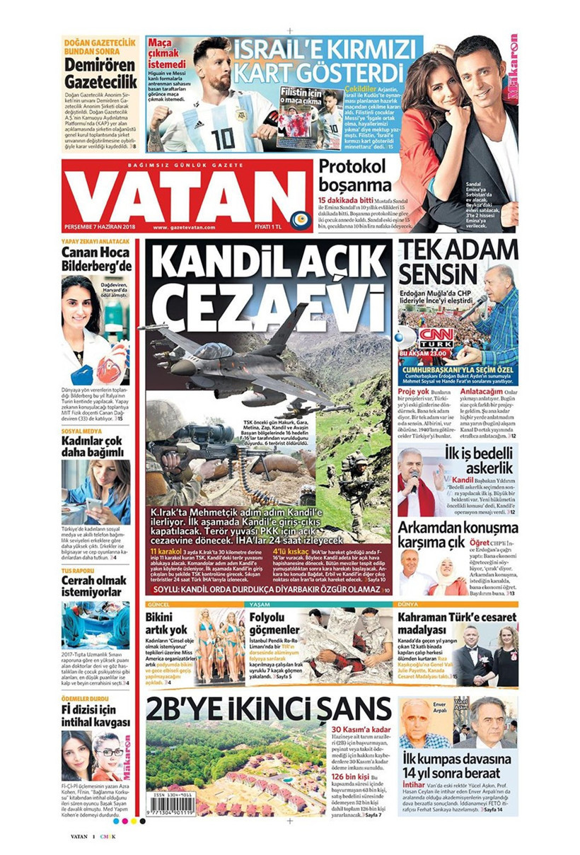 Gazete manşetleri 7 Haziran 2018 Hürriyet - Sözcü - Sabah - Resim: 1