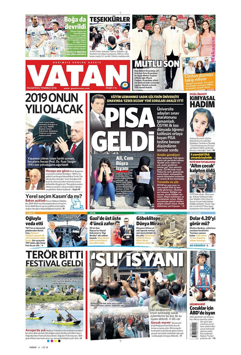 Gazete manşetleri 2 Temmuz 2018 Hürriyet - Sözcü - Habertürk - Resim: 2