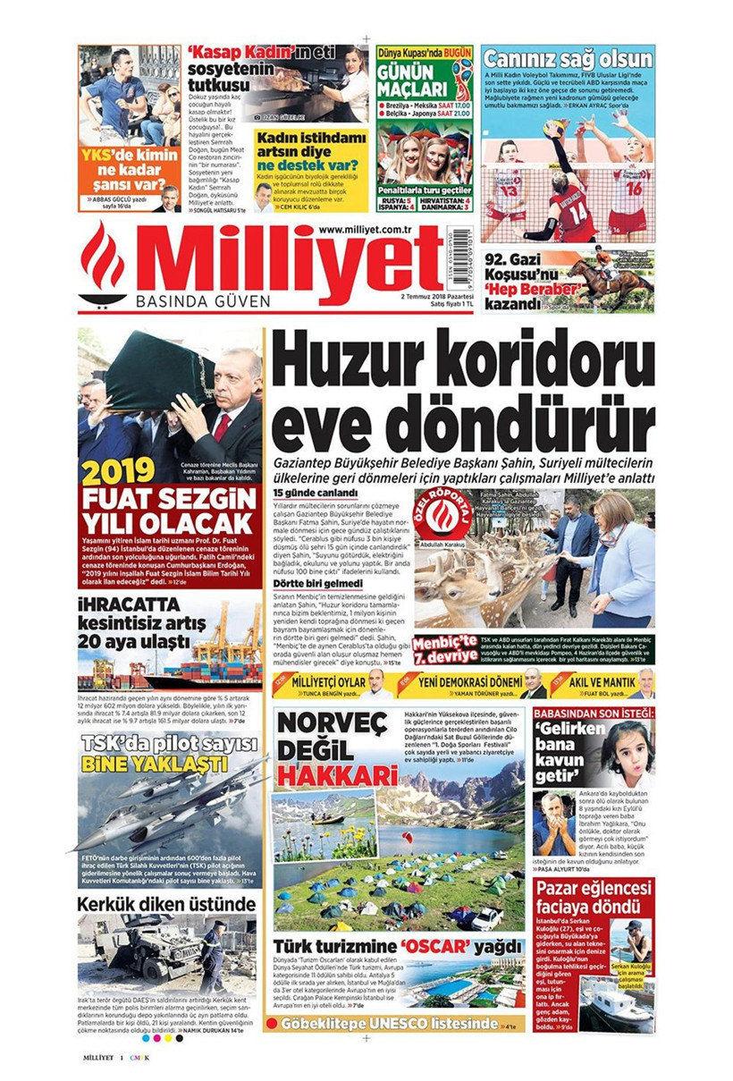 Gazete manşetleri 2 Temmuz 2018 Hürriyet - Sözcü - Habertürk - Resim: 3