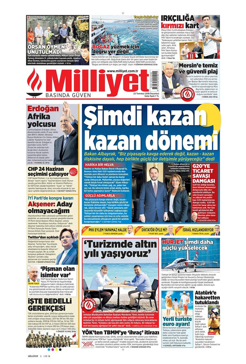 Gazete manşetleri 23 Temmuz 2018 Hürriyet - Posta - Sabah - Resim: 3