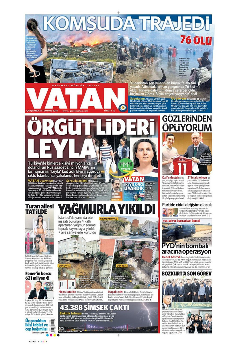 Gazete manşetleri 25 Temmuz 2018 Hürriyet - Posta - Sabah - Resim: 1