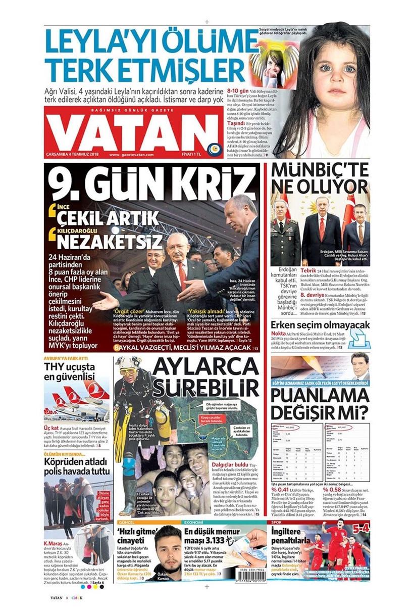 Gazete manşetleri 4 Temmuz 2018 Hürriyet - Sözcü - Habertürk - Resim: 3