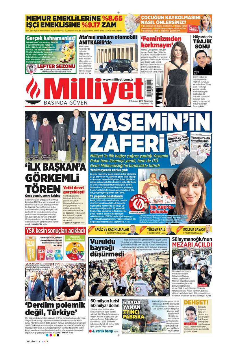 Gazete manşetleri 5 Temmuz 2018 Hürriyet - Sözcü - Habertürk - Resim: 3