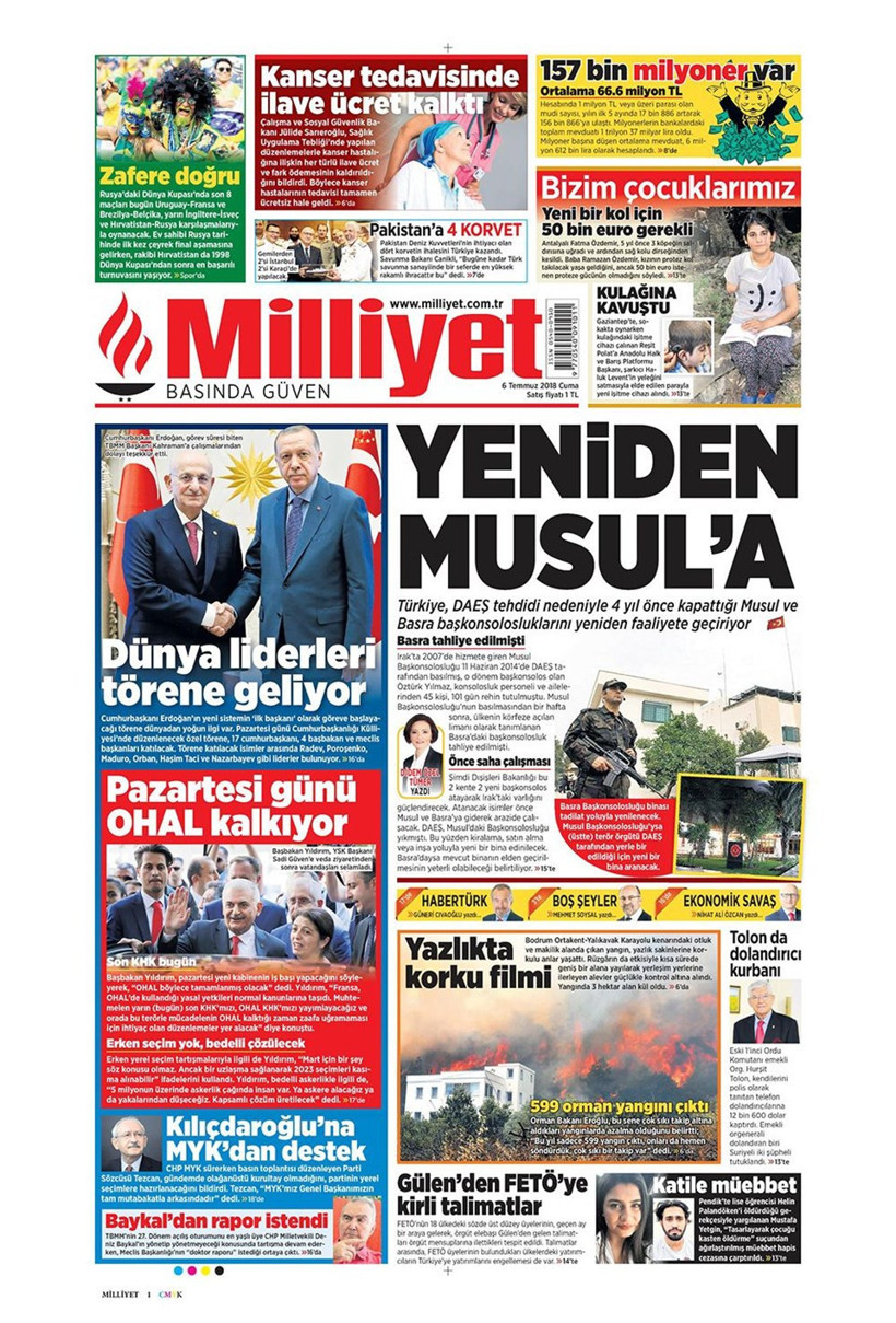 Gazete manşetleri 6 Temmuz 2018 Hürriyet - Sözcü - Posta - Resim: 2