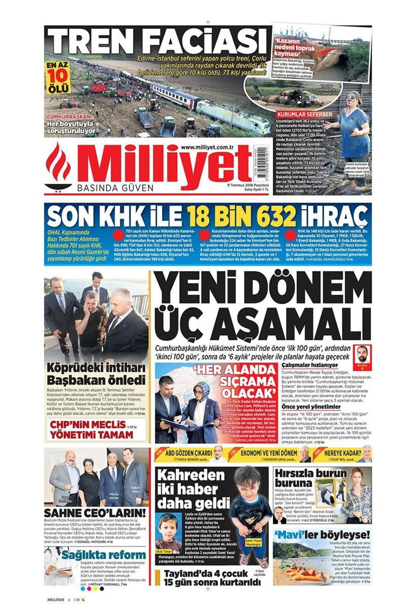 Gazete manşetleri 9 Temmuz 2018 Hürriyet - Sözcü - Posta - Resim: 3