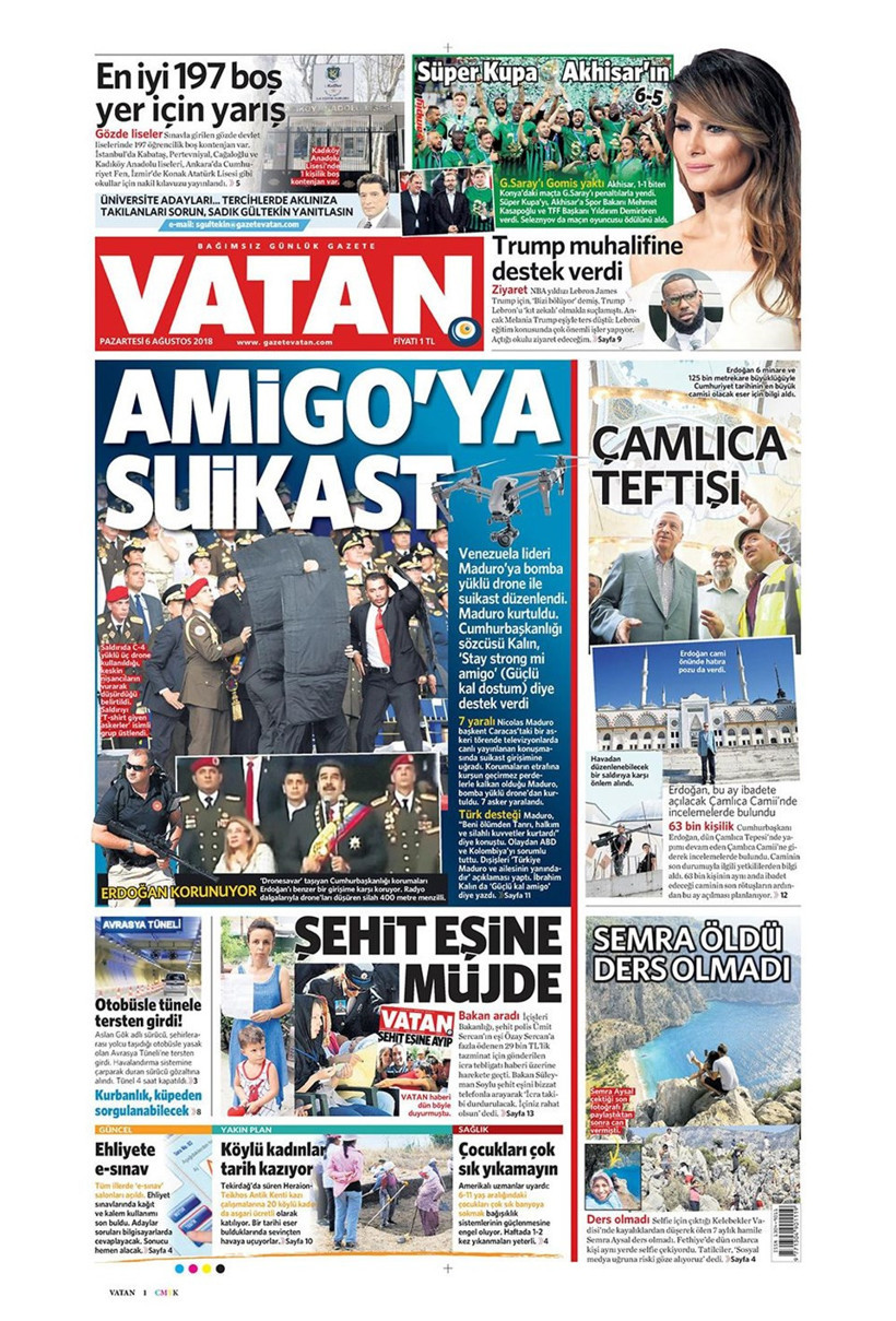 Gazete manşetleri 6 Ağustos 2018 Hürriyet - Posta - Sabah - Resim: 2