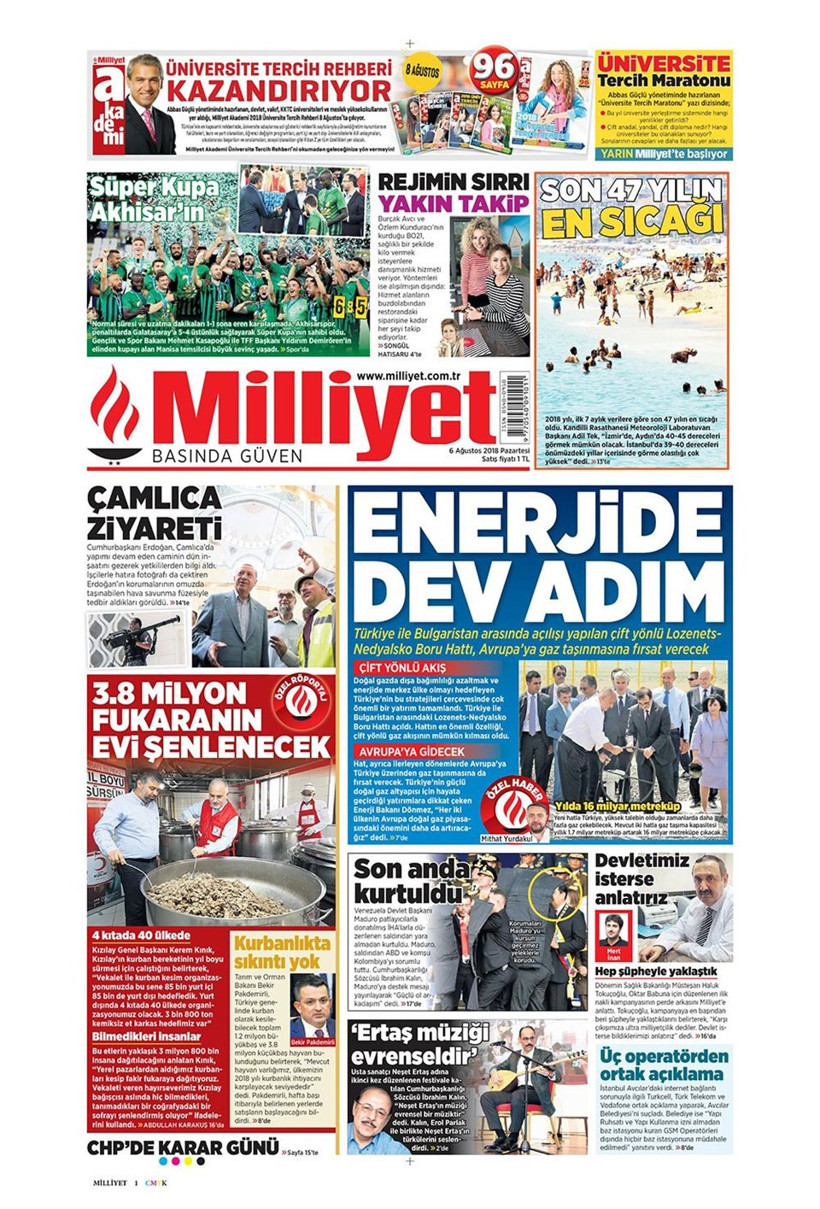 Gazete manşetleri 6 Ağustos 2018 Hürriyet - Posta - Sabah - Resim: 3