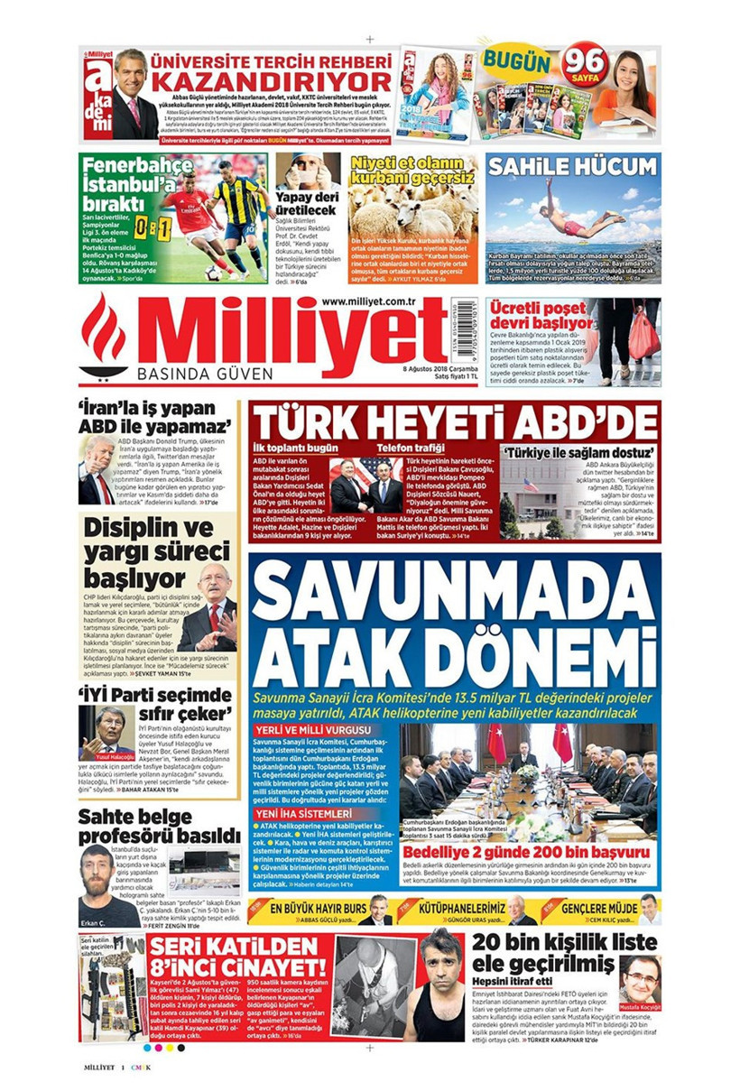 Gazete manşetleri 8 Ağustos 2018 Hürriyet - Posta - Sabah - Resim: 3
