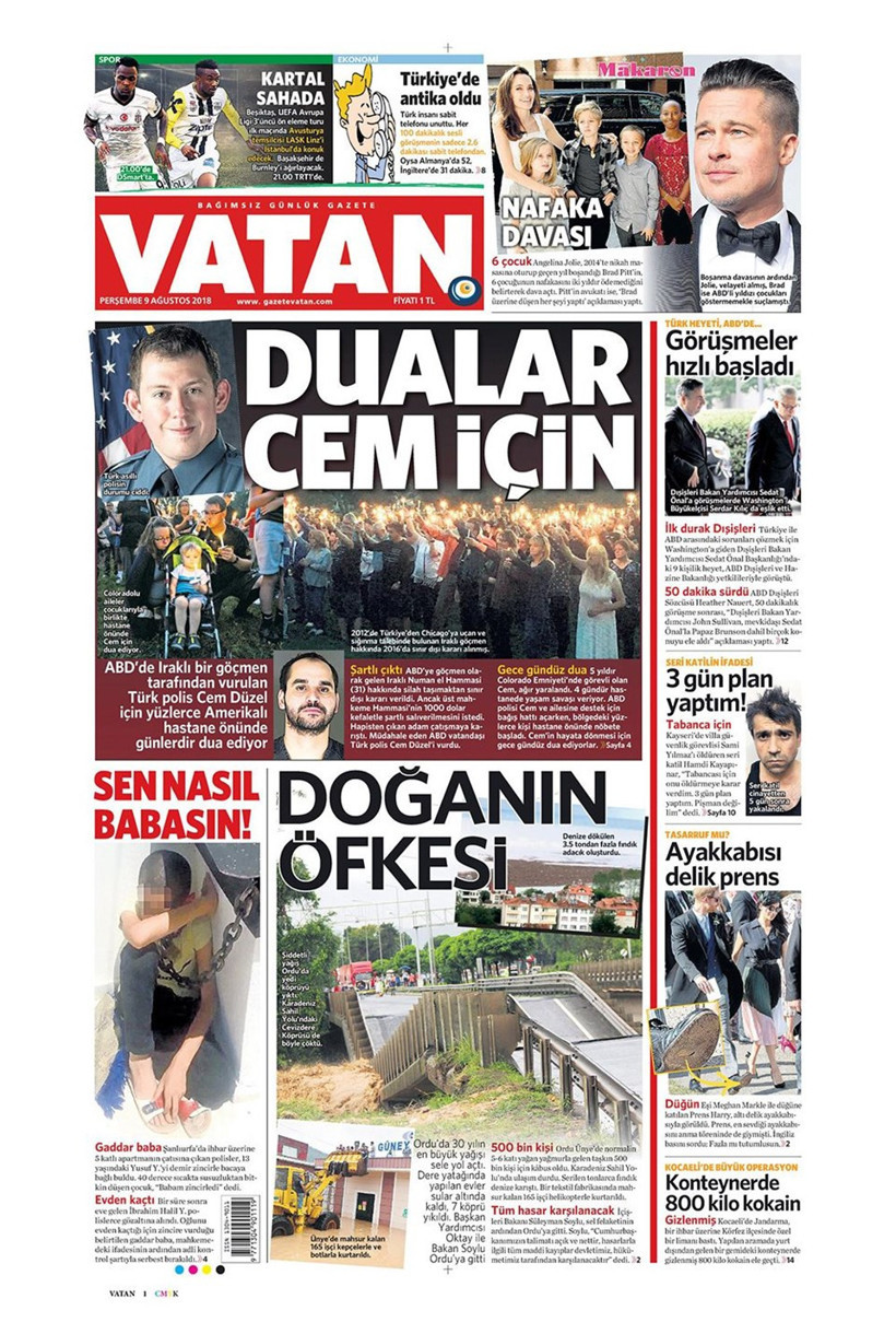 Gazete manşetleri 9 Ağustos 2018 Hürriyet - Posta - Sabah - Resim: 3