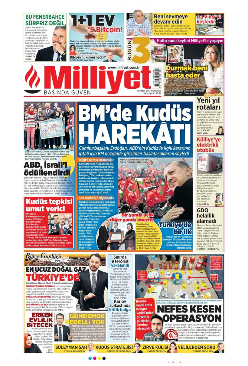 Gazete manşetleri Hürriyet - Sözcü - Sabah 16 Aralık 2017 - Resim: 3
