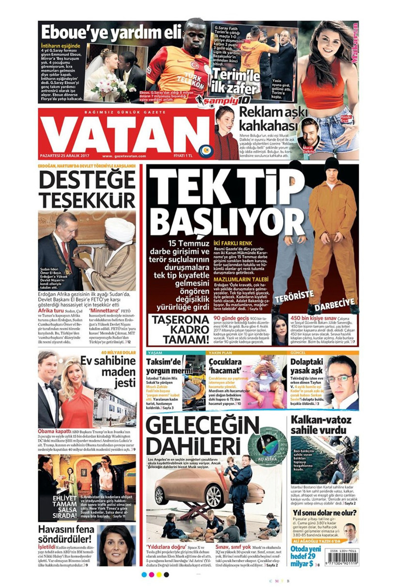 Gazete manşetleri Hürriyet - Sözcü - Sabah 25 Aralık 2017 - Resim: 2