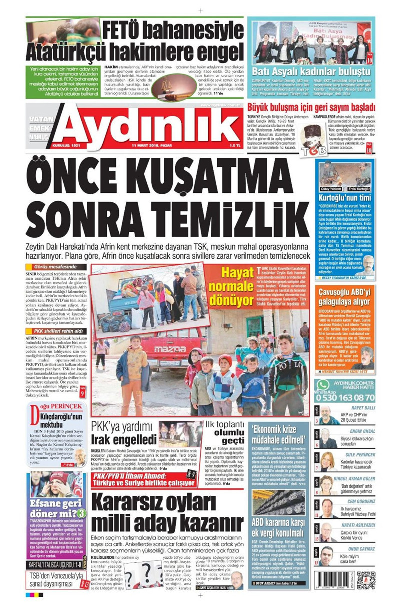 Gazete manşetleri 11 Mart 2018 Hürriyet - Sözcü - Fanatik - Resim: 4