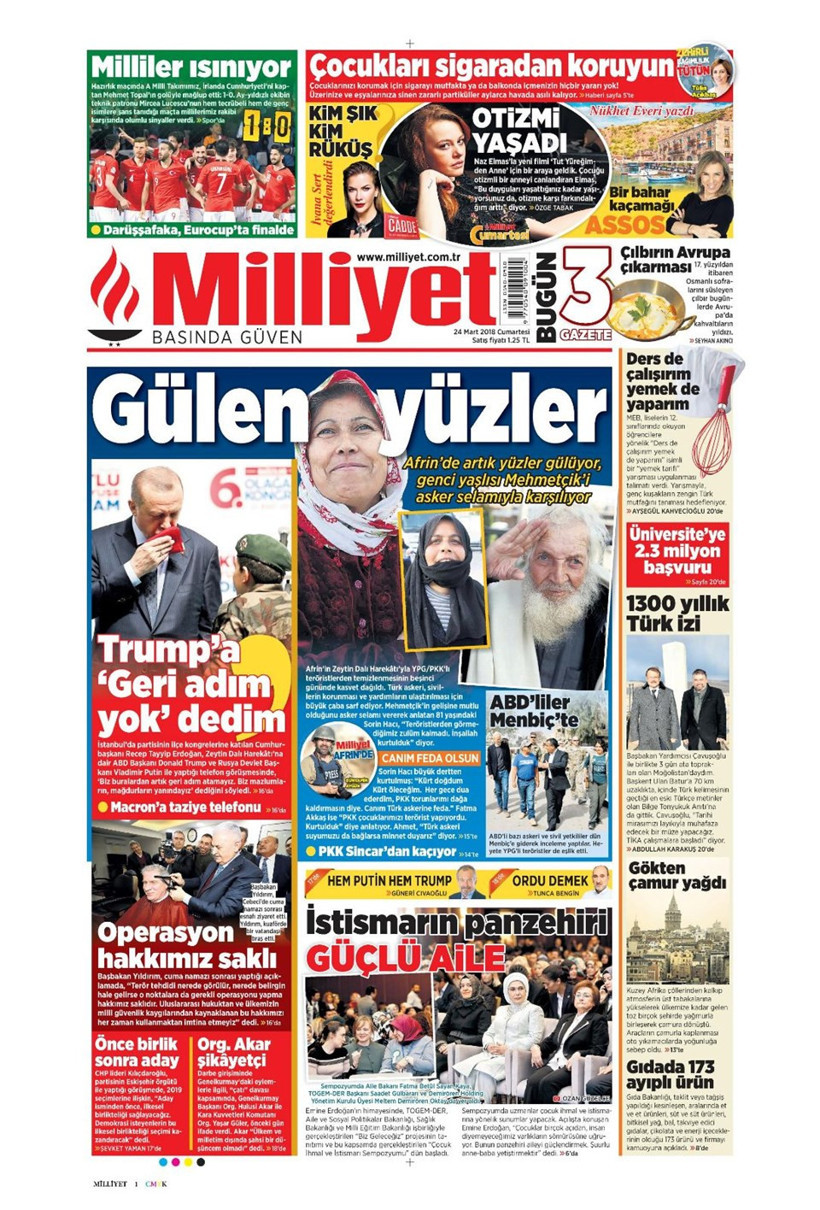 Gazete manşetleri 24 Mart 2018 Hürriyet - Sözcü - Posta - Resim: 4
