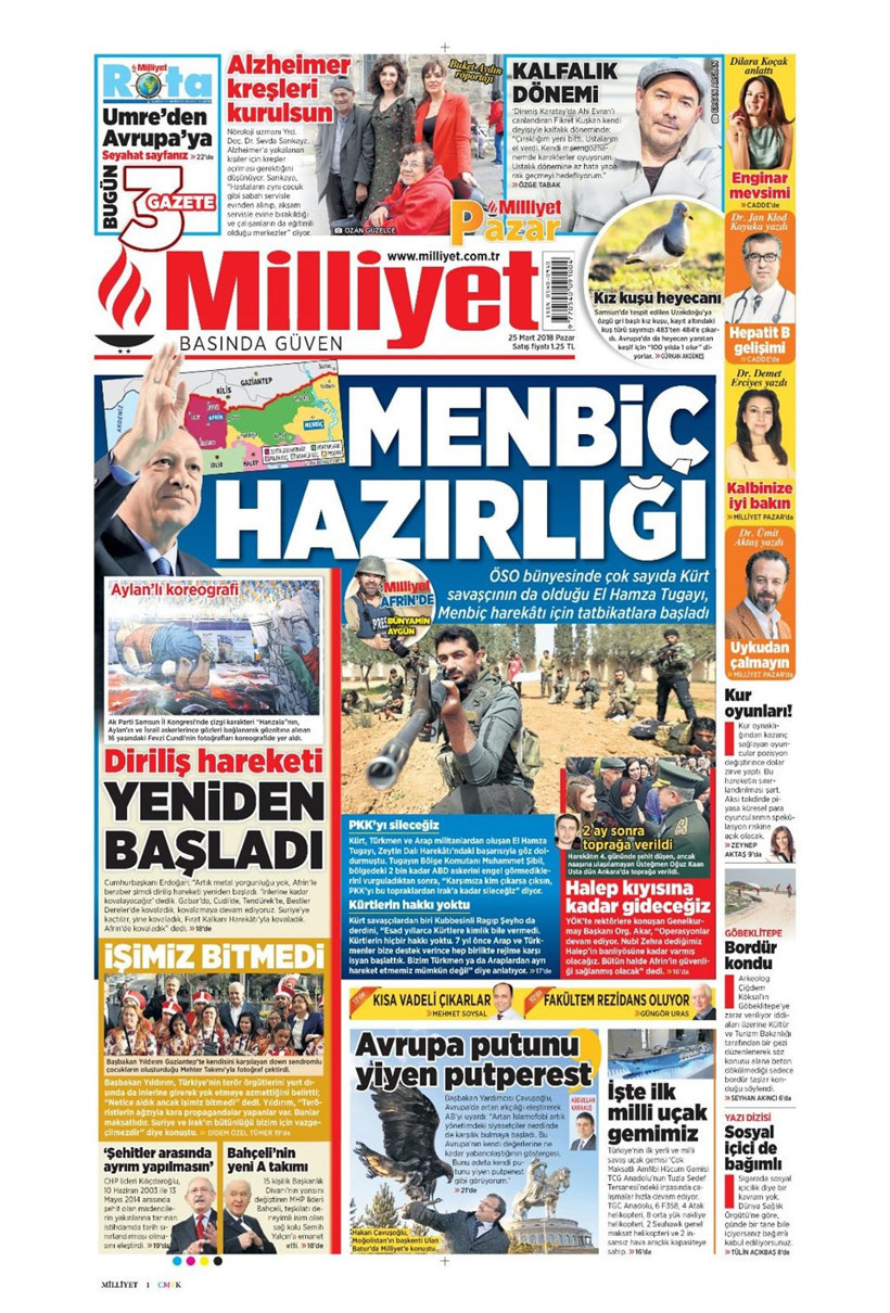 Gazete manşetleri 25 Mart 2018 Hürriyet - Sözcü - Fanatik - Resim: 4