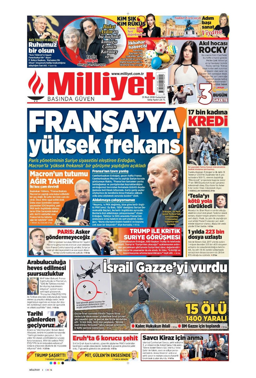 Gazete Manşetleri 31 Mart 2018 Hürriyet Sabah Fanatik - Resim: 3