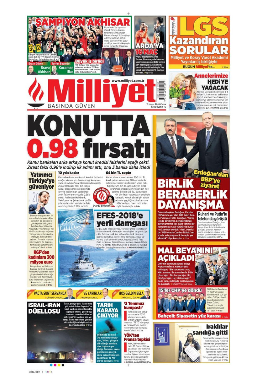 Gazete manşetleri 11 Mayıs 2018 Hürriyet - Sözcü - Habertürk - Resim: 2