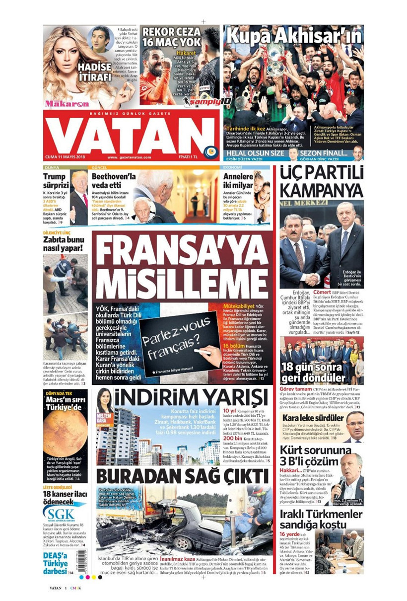 Gazete manşetleri 11 Mayıs 2018 Hürriyet - Sözcü - Habertürk - Resim: 4