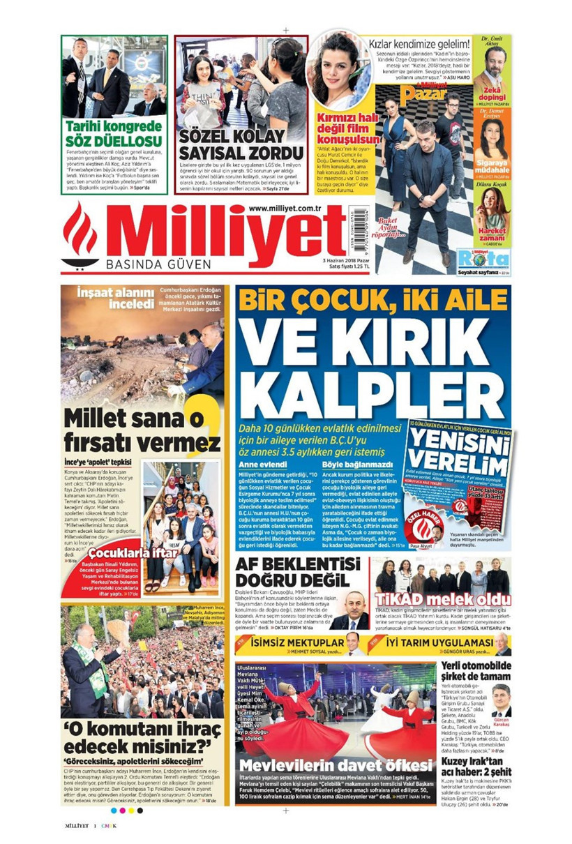 Gazete manşetleri 3 Haziran 2018 Hürriyet - Sözcü - Posta - Resim: 2