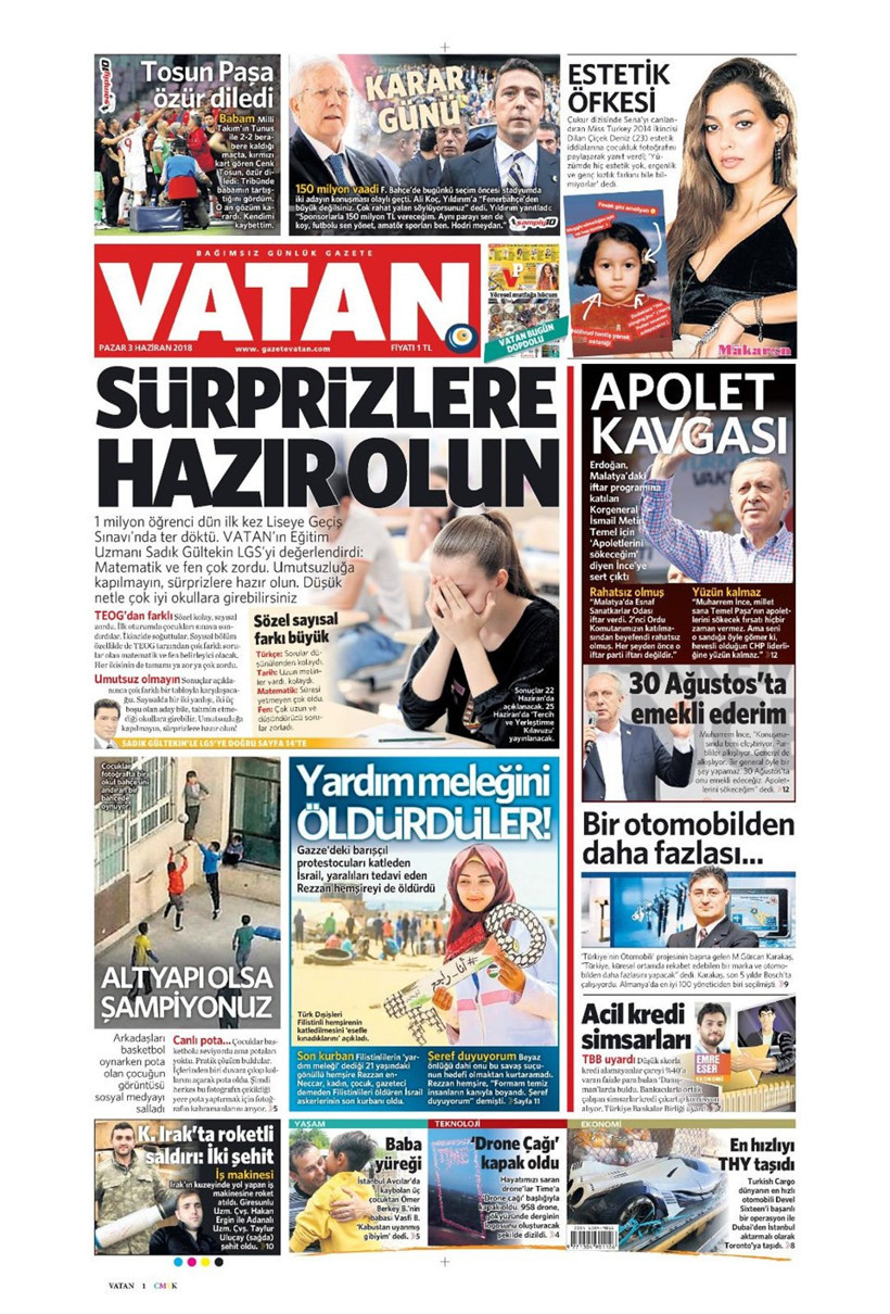 Gazete manşetleri 3 Haziran 2018 Hürriyet - Sözcü - Posta - Resim: 4