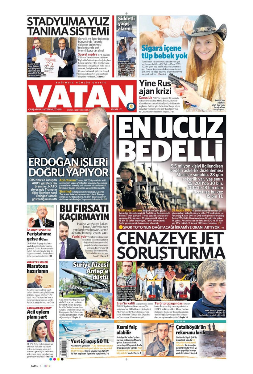 Gazete manşetleri 18 Temmuz 2018 Hürriyet - Posta - Sabah - Resim: 3