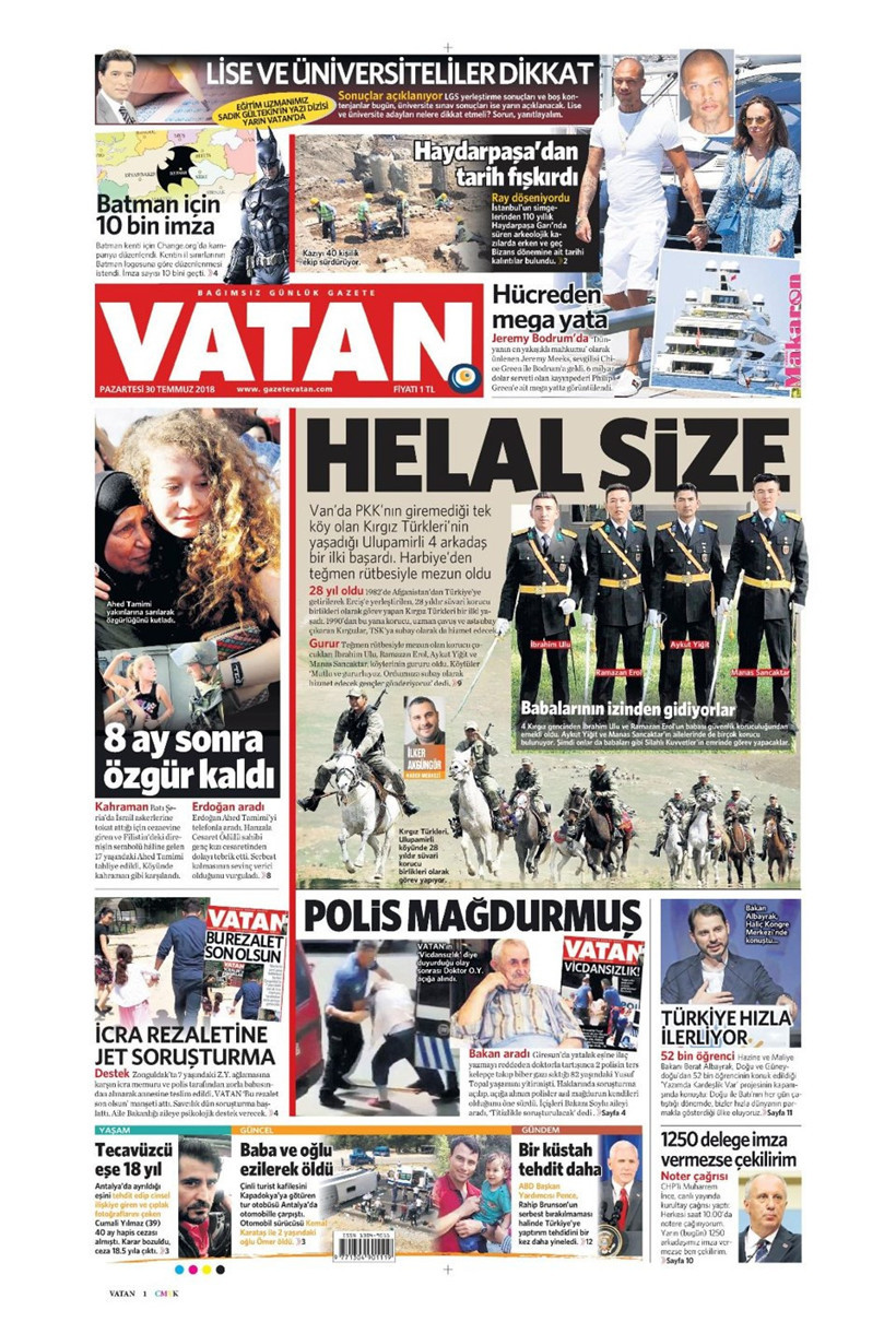 Gazete manşetleri 30 Temmuz 2018 Hürriyet - Posta - Sabah - Resim: 3