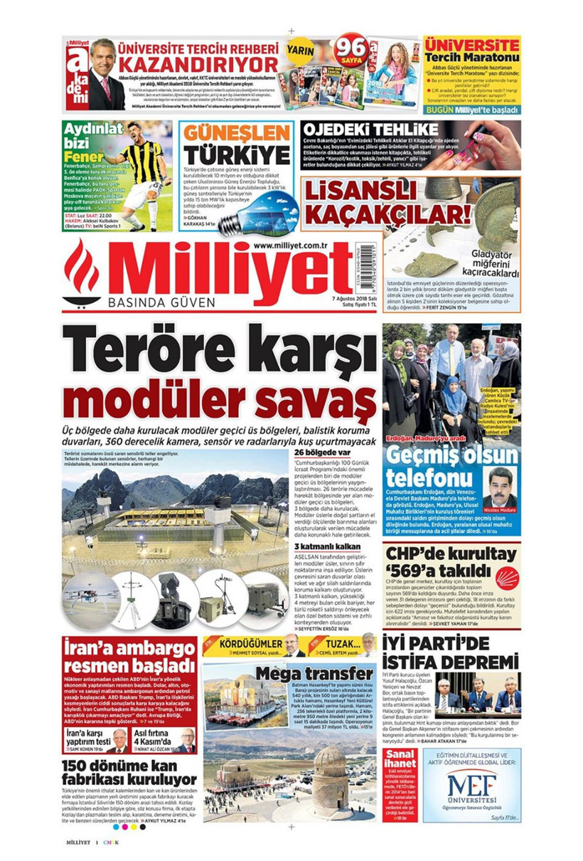 Gazete manşetleri 7 Ağustos 2018 Hürriyet - Posta - Sabah - Resim: 2