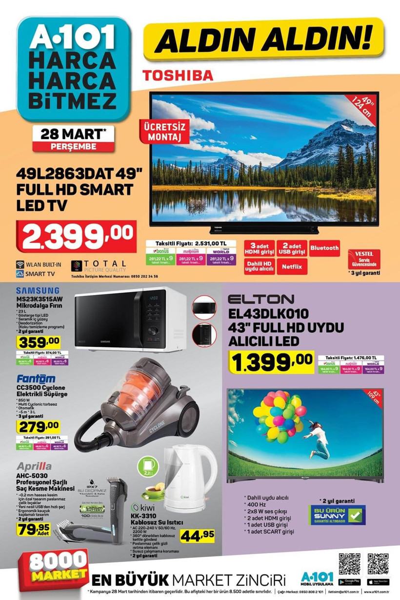 A101'de Mart sonu indirimi A101 28 Mart 2019 aktüel indirimli ürünler kataloğu - Resim: 1